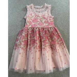 Zenzi Floral Tulle Dress Kids Size M 8 Pink Excellent Glitter Ruffle Sleeveless